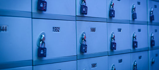 Lockers under blue light
